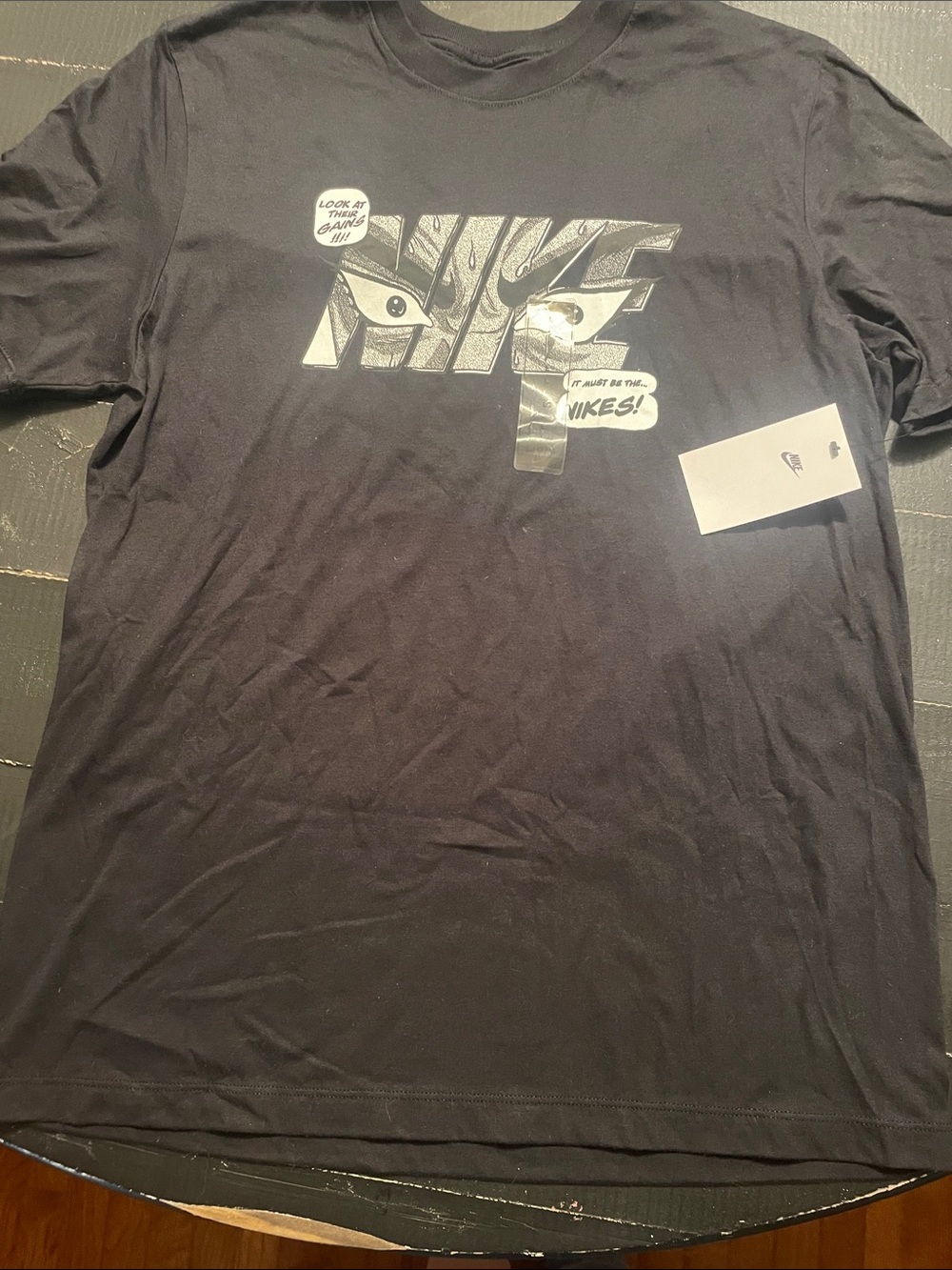 Nike Black Graphic Comic-Style Logo Tee